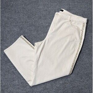 Talbots Straight Leg Jeans Women's Size 22W Stretch Cream/Beige Gold Sequins NEW